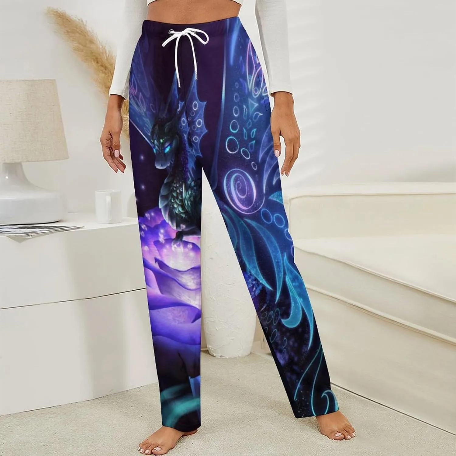 Fairy Dragon Women's Flannel Pajama Pants Fleece Lounge Sleep Bottoms PJ