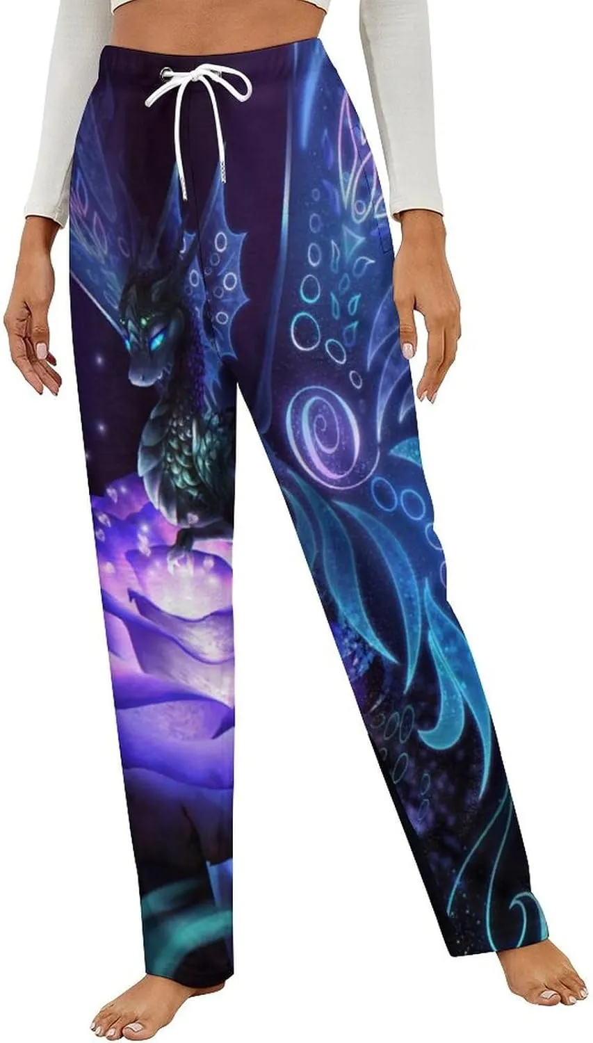 Fairy Dragon Women's Flannel Pajama Pants Fleece Lounge Sleep Bottoms PJ
