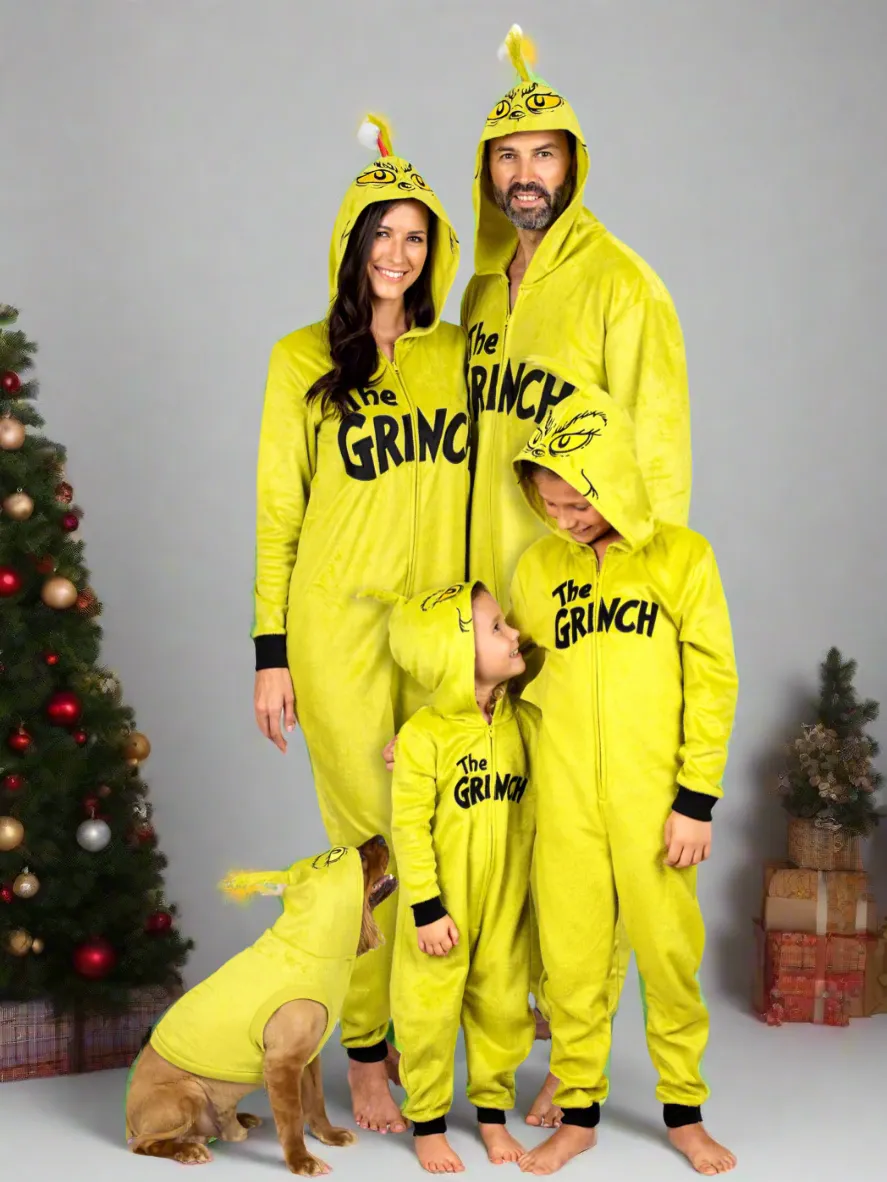 Family Matching Grinch Hoodie Onesie Pajamas
