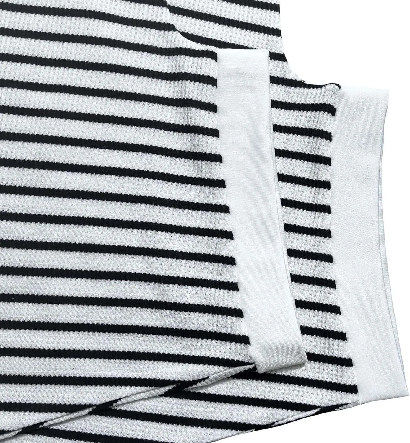Fashion Striped Waffle Pajama Sets Women Lounge 2 Piece Outfit Short Sleeve Crewneck T Shirt & Short Knit Sleepwear