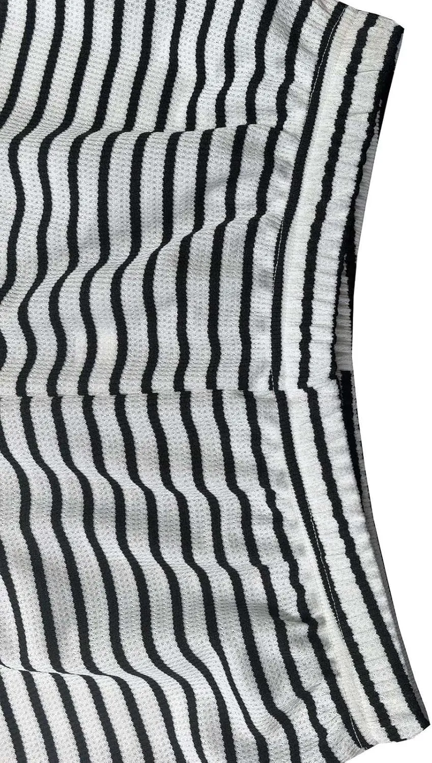 Fashion Striped Waffle Pajama Sets Women Lounge 2 Piece Outfit Short Sleeve Crewneck T Shirt & Short Knit Sleepwear
