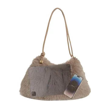 Fashionable Tote Bag, Large Capacity Bag, Plush Shoulder Bag, Multipurpose Tote Bag, Underarm Shoulder Bag, Portable Satchel Bag, Commuting Tote Bag, Plush Tote, Satchel Shoulder Bag, Fashion