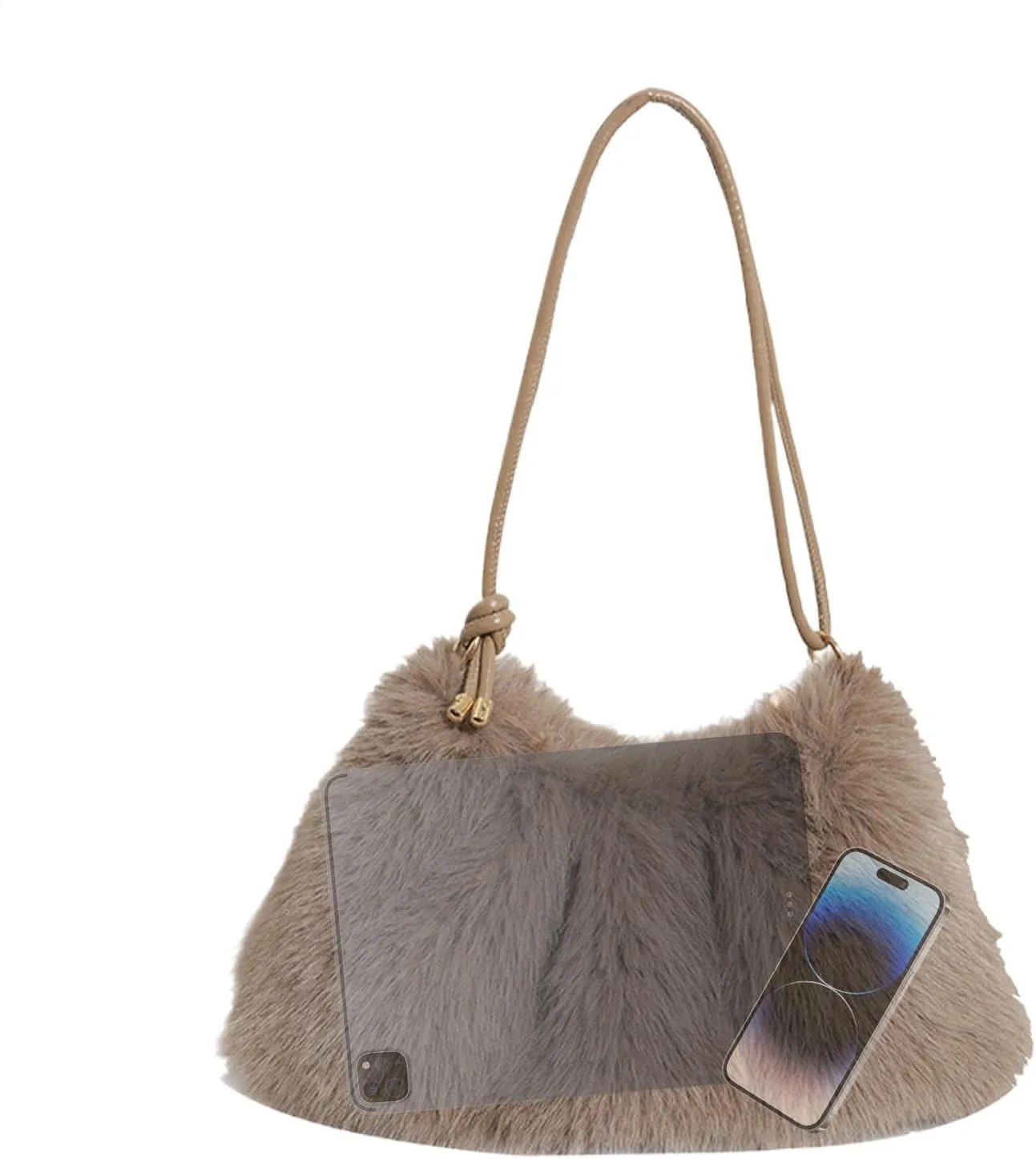 Fashionable Tote Bag, Large Capacity Bag, Plush Shoulder Bag, Multipurpose Tote Bag, Underarm Shoulder Bag, Portable Satchel Bag, Commuting Tote Bag, Plush Tote, Satchel Shoulder Bag, Fashion