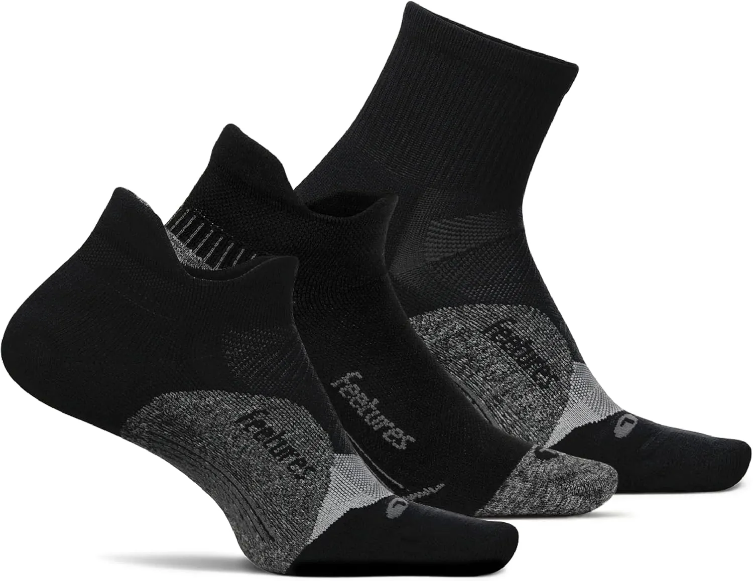 Feetures Elite Light Cushion, Plantar Fasciitis Light Cushion and Elite Light Cushion Quarter Ankle Socks - Sport Sock with Targeted Compression - (3 Pair)