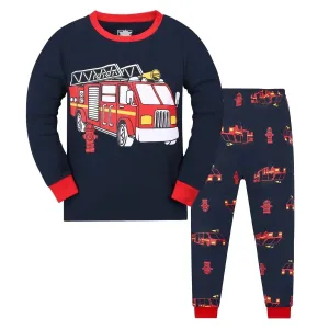 Fire Truck Print Kids Boys Pajamas Sleepwear Set