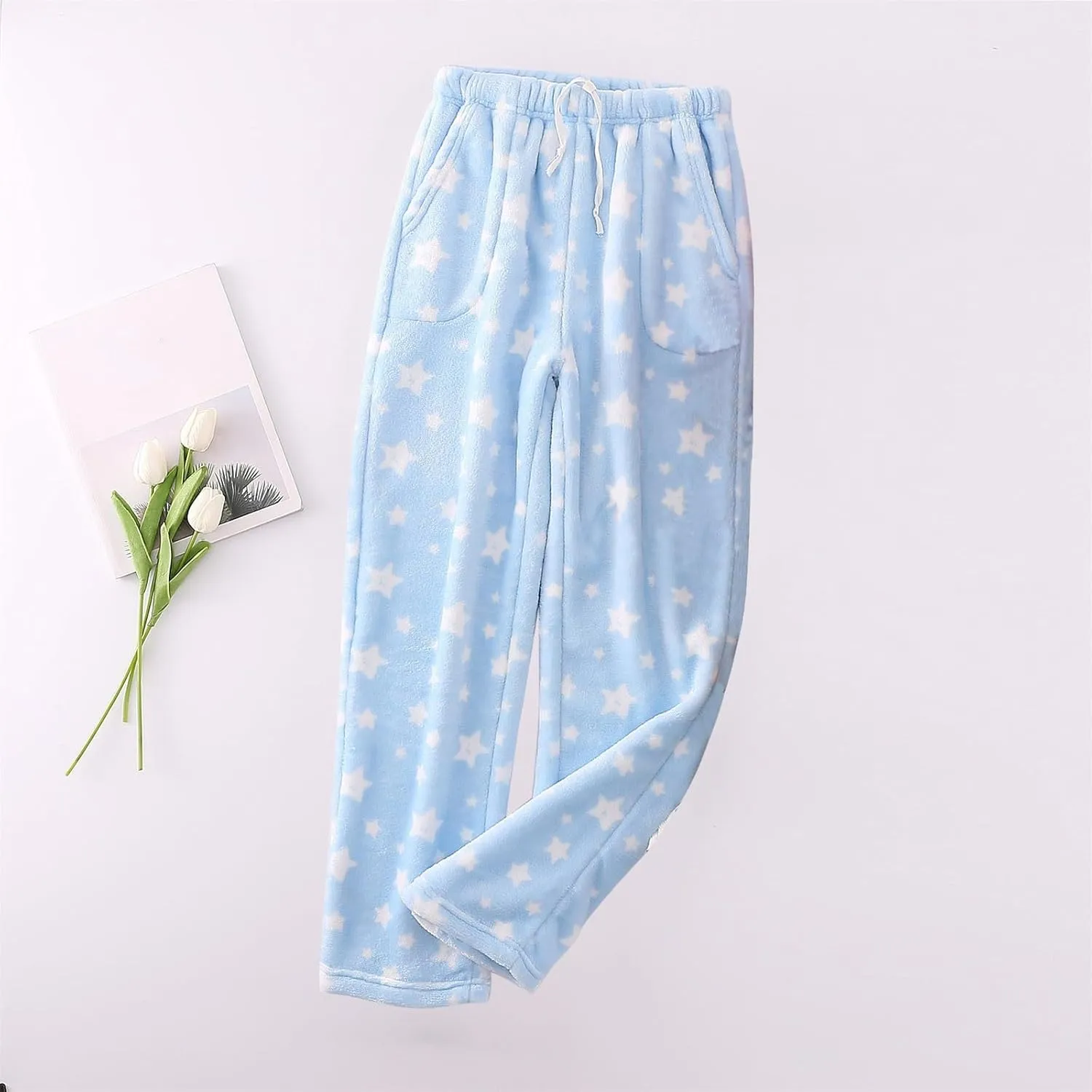 Flannel Pajama Pants Women Fuzzy Comfy Pajamas Winter Warm Lounge Homewear Drawstring Fleece Pj Bottoms with Pockets
