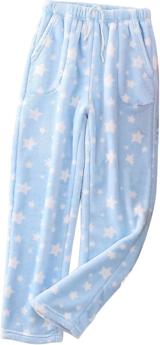 Flannel Pajama Pants Women Fuzzy Comfy Pajamas Winter Warm Lounge Homewear Drawstring Fleece Pj Bottoms with Pockets