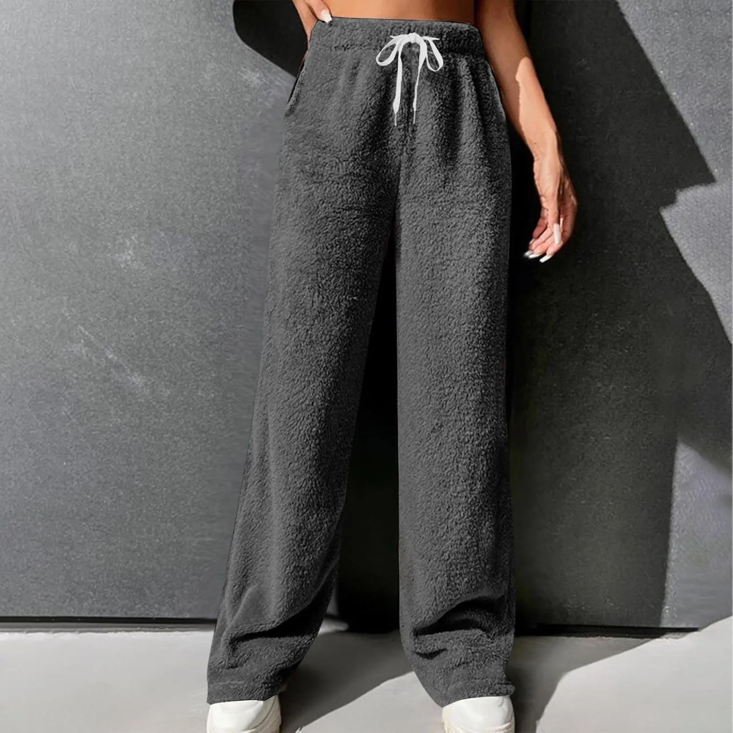 Flannel Pajama Pants Women Fuzzy Fleece Buffalo Plaid Pj Pants Soft Comfy Sleep Pants with Pockets Loungewear