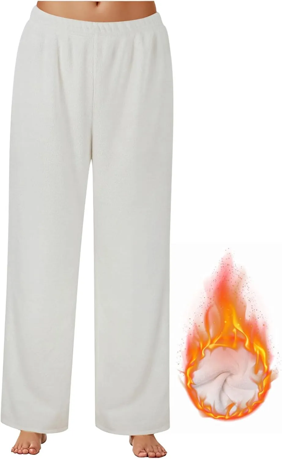 Flannel Pajama Pants Women Fuzzy Solid Color Pajamas Trousers Winter Warm Lounge Homewear Wide Leg Fleece Pj Bottoms
