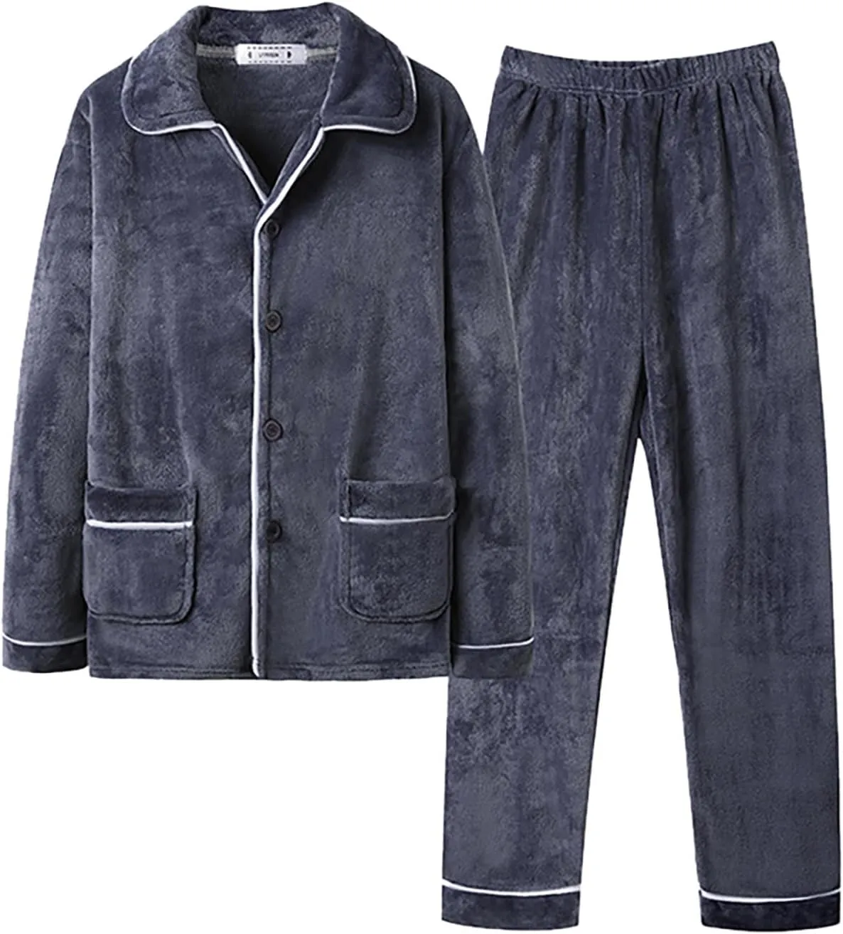 Flannel Pajamas for Men Long Sleeve Loungewear Button Down Pjs 2 Pc Set Sleepwear Comfy Nightwear Mens Flannel Pjs Sets