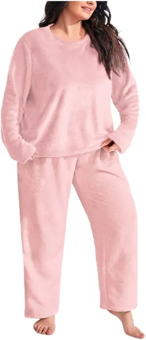 Flannel Pajamas for Women Set Thickened Warm Coral Fleece Loungewear Plus Size Winter Sleepwear Two Piece Pajama