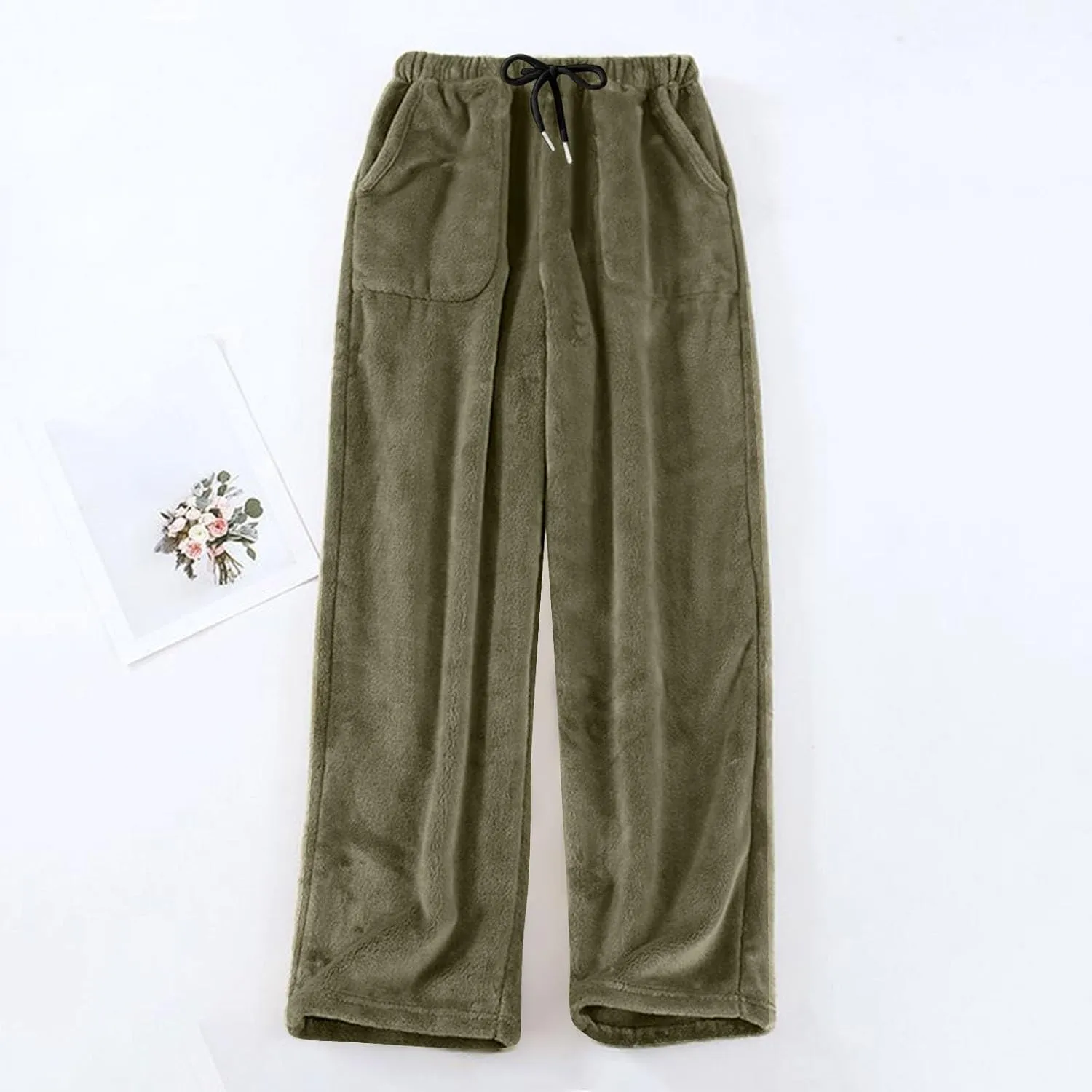 Flannel Pajamas Women Plush Pajama Pants Buffalo Plaid Comfy Soft Pajamas Pants Lounge Stretch Wide Leg Bottoms