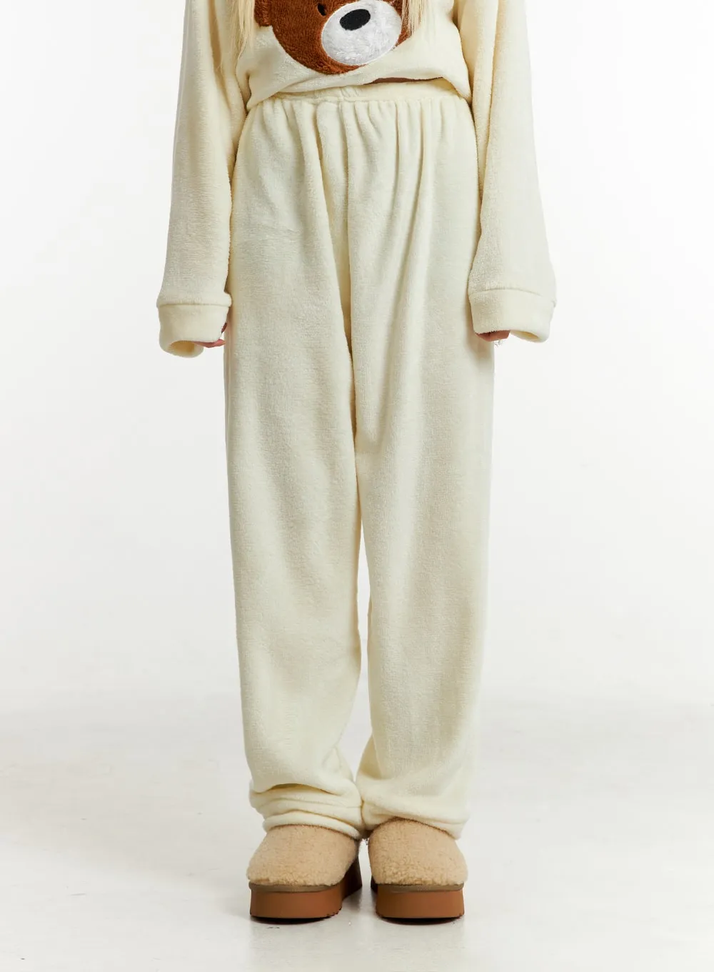 Fleece Bear Top and Elastic Trouser Loungewear Set ID313