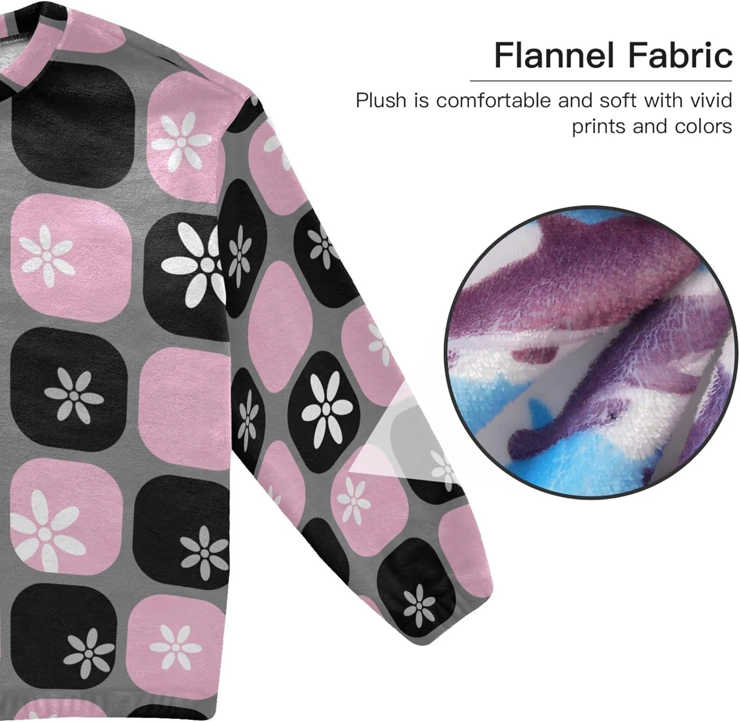 Fleece Pajamas for Women Classic Fuzzy Long Sleeve Lounge Sets Unique Pajamas Loungewear S