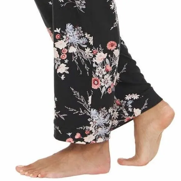 Flora Nikrooz Women's Plus Ultra Soft Floral Print PJ Cozy Notch Collar 2-piece Sleepwear Lounge Pajama Set