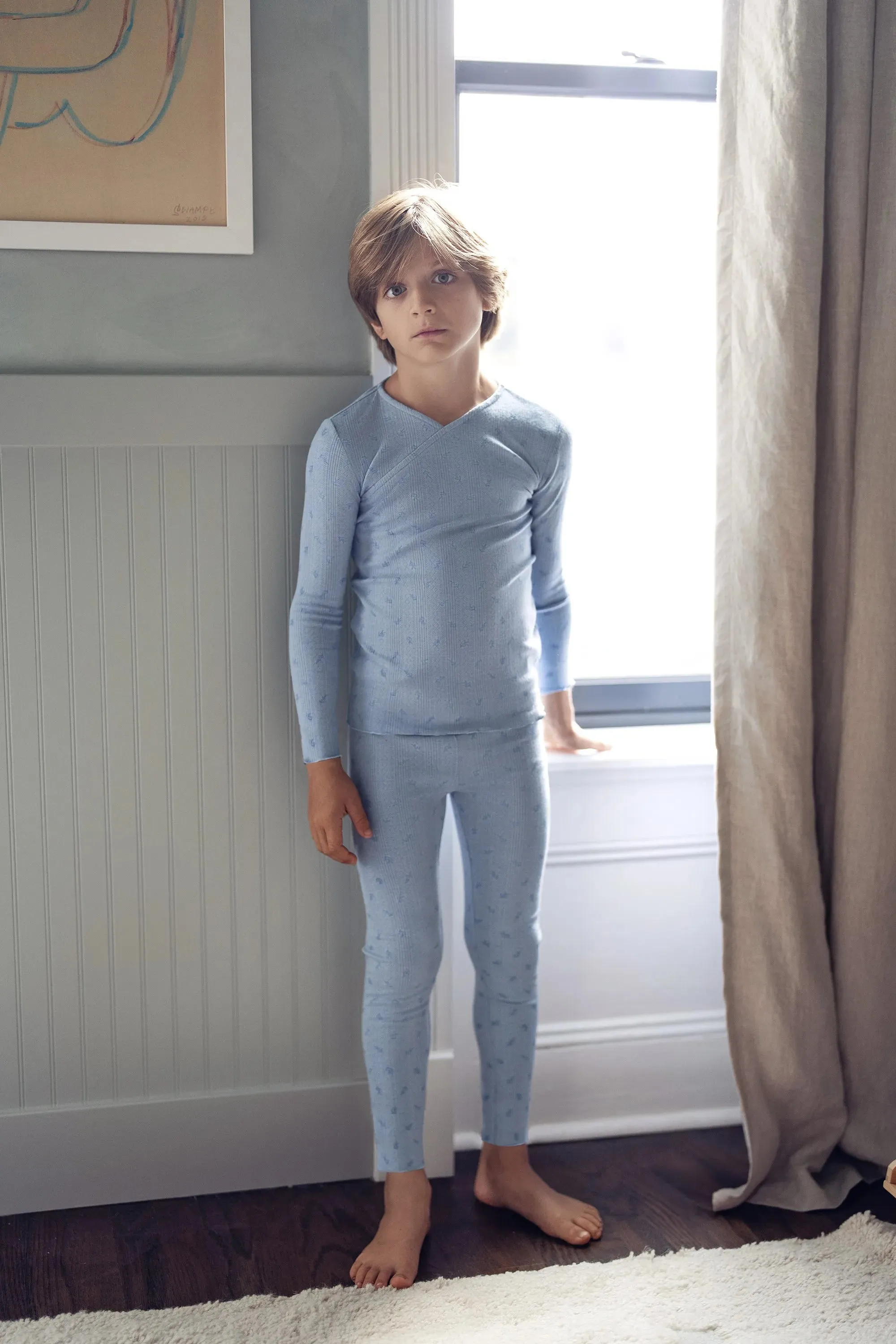 Floral Print Full Sleeve Winter Pajama Sets for Kids