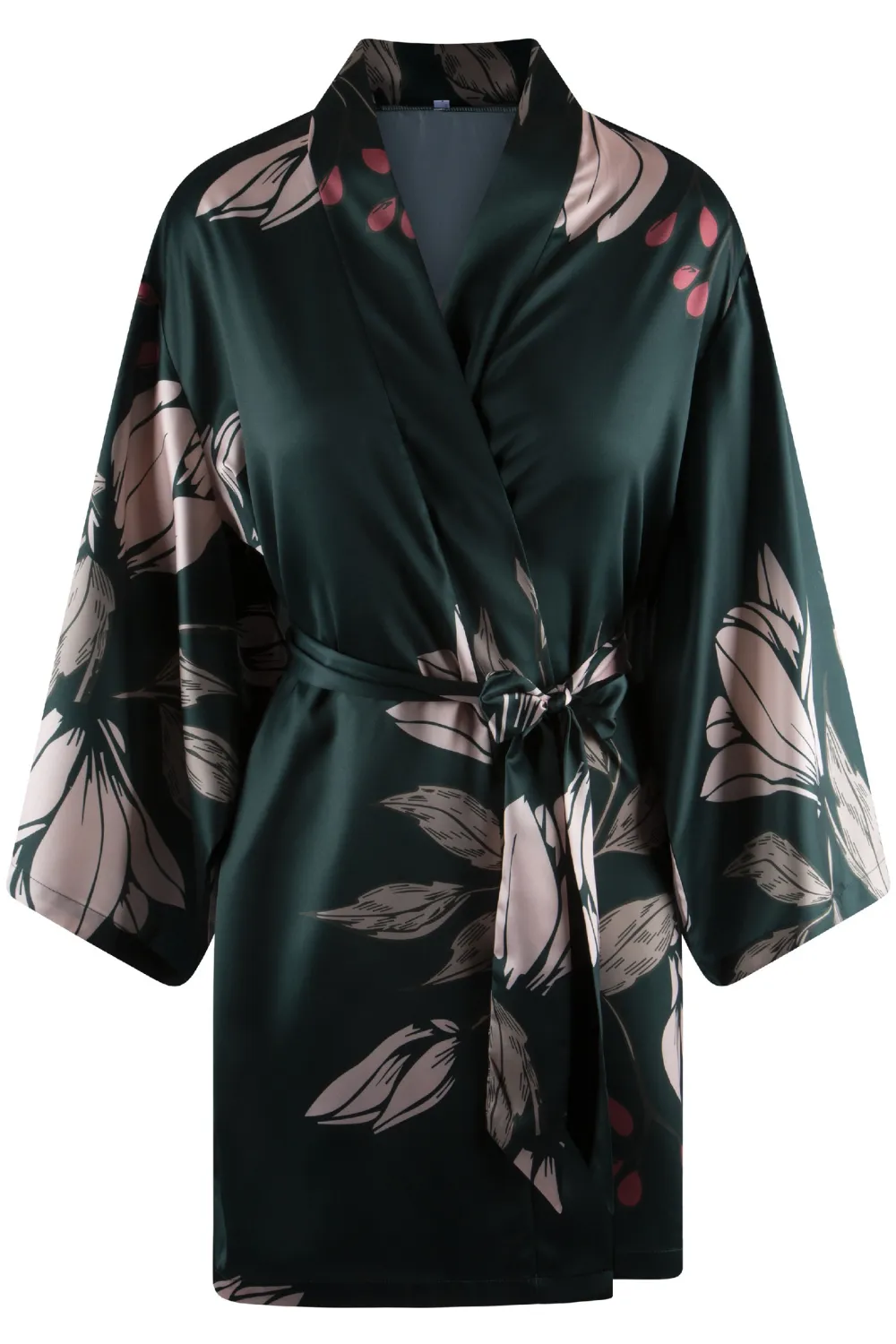 Floral Print Short Satin Kimono, Size XL (UK 16)