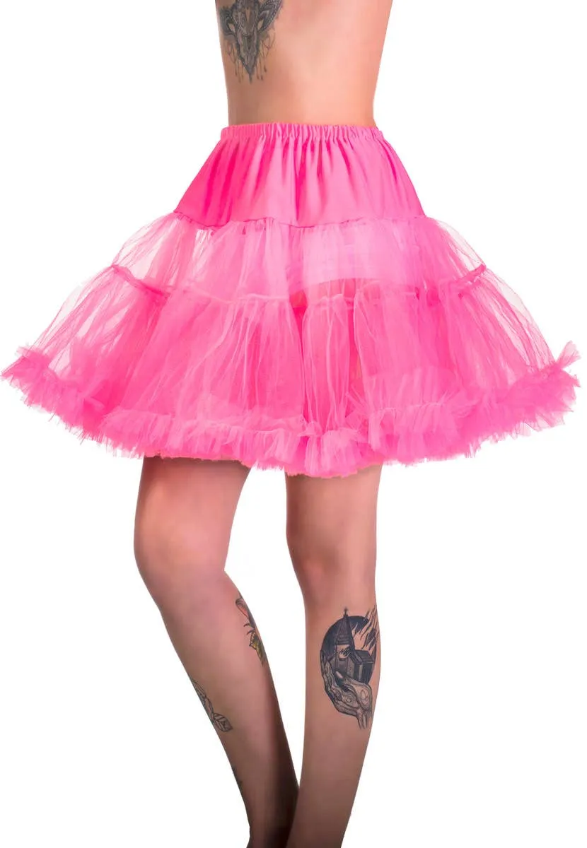 Fluffy Hot Pink Plus Size Thigh Length Costume Petticoat