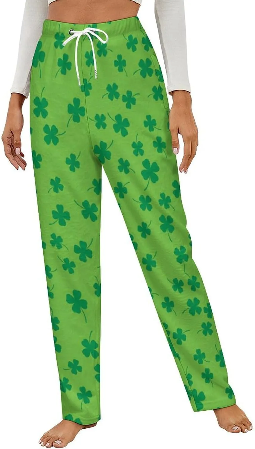 Four Leaf Clovers Women's Flannel Pajama Pants Fleece Lounge Sleep Bottoms PJ