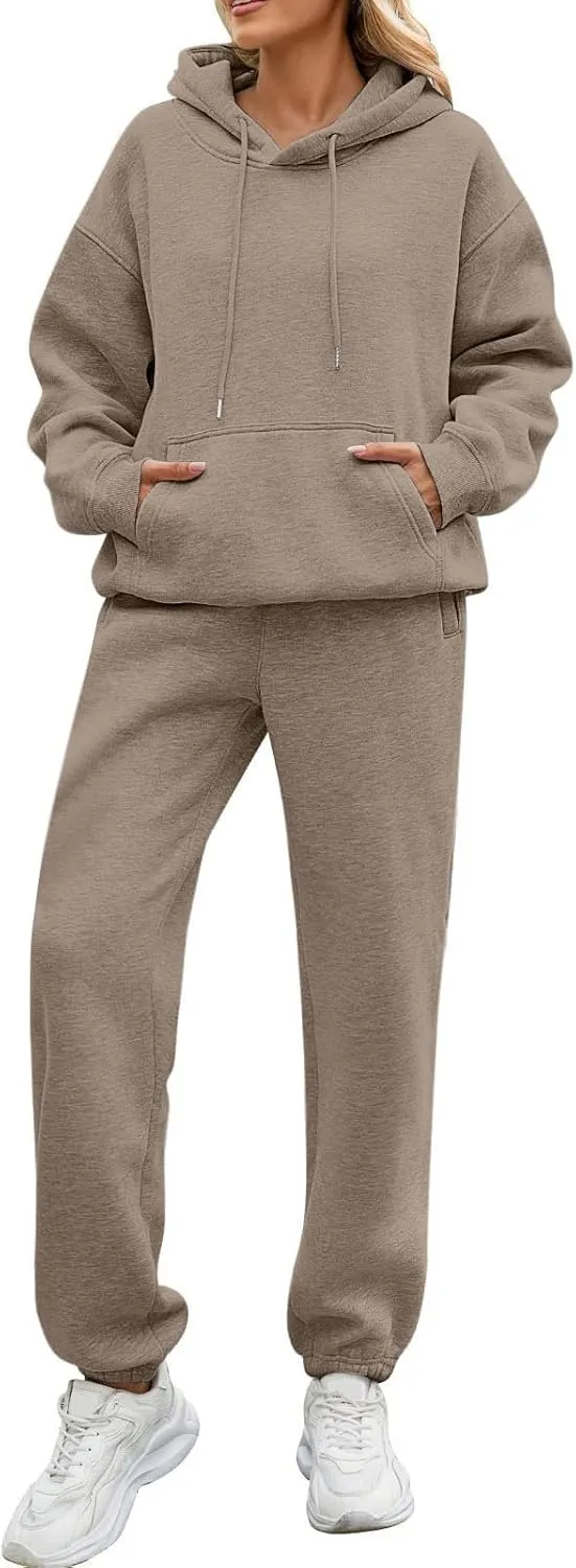 FQZWONG Sweatsuits Women 2 Piece Outfit Oversized Hoodies and Baggy Sweatpants with Pockets Lounge Fall Winter Tracksuits