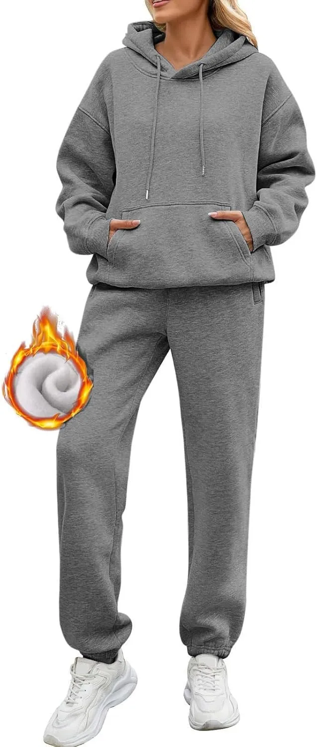 FQZWONG Sweatsuits Women 2 Piece Outfit Oversized Hoodies and Baggy Sweatpants with Pockets Lounge Fall Winter Tracksuits