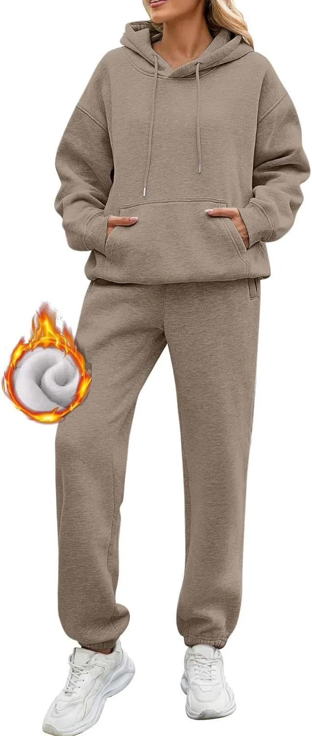 FQZWONG Sweatsuits Women 2 Piece Outfit Oversized Hoodies and Baggy Sweatpants with Pockets Lounge Fall Winter Tracksuits