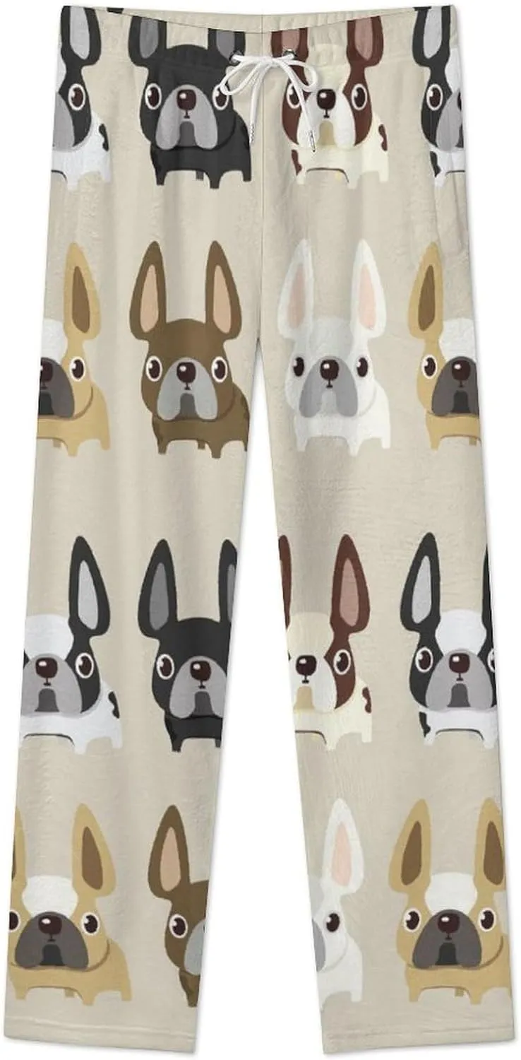French Bulldog Women's Flannel Pajama Pants Fleece Lounge Sleep Bottoms PJ