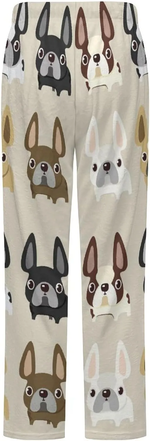 French Bulldog Women's Flannel Pajama Pants Fleece Lounge Sleep Bottoms PJ
