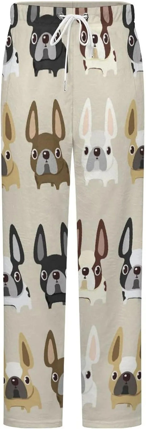 French Bulldog Women's Flannel Pajama Pants Fleece Lounge Sleep Bottoms PJ