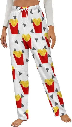 French Fries Women's Flannel Pajama Pants Fleece Lounge Sleep Bottoms PJ