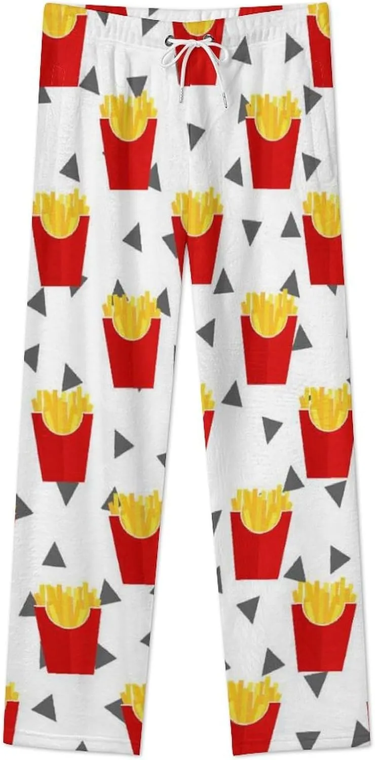 French Fries Women's Flannel Pajama Pants Fleece Lounge Sleep Bottoms PJ