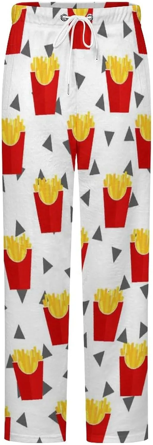 French Fries Women's Flannel Pajama Pants Fleece Lounge Sleep Bottoms PJ