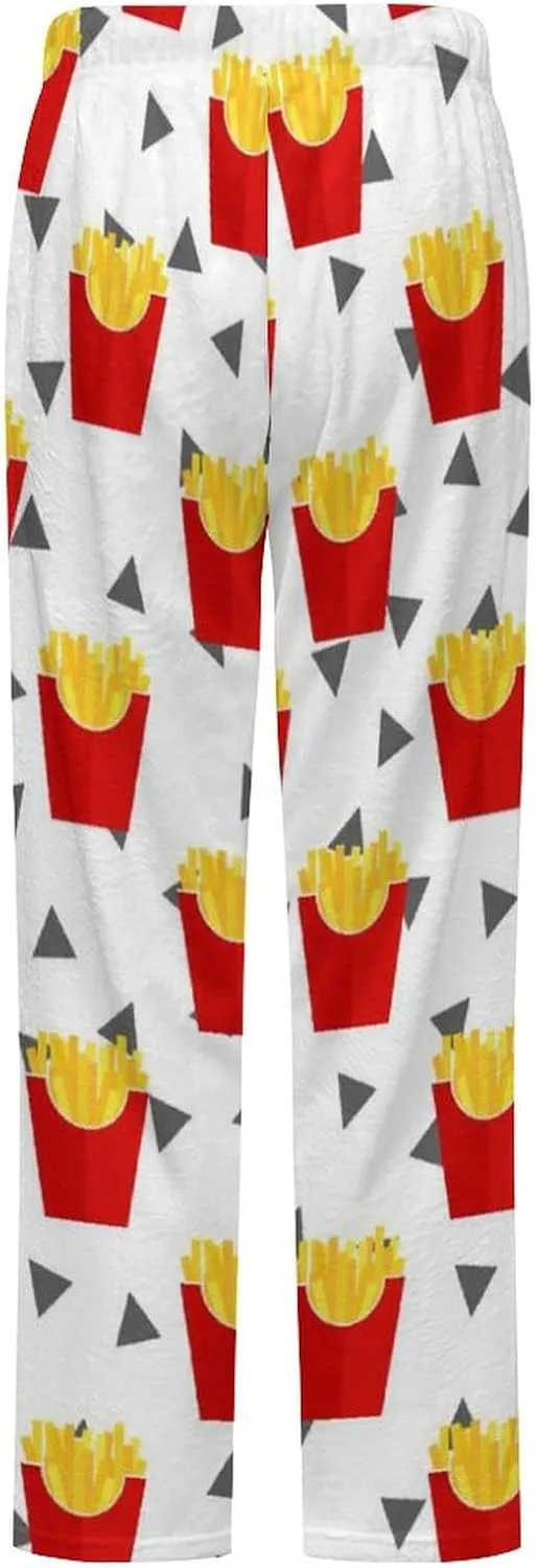 French Fries Women's Flannel Pajama Pants Fleece Lounge Sleep Bottoms PJ