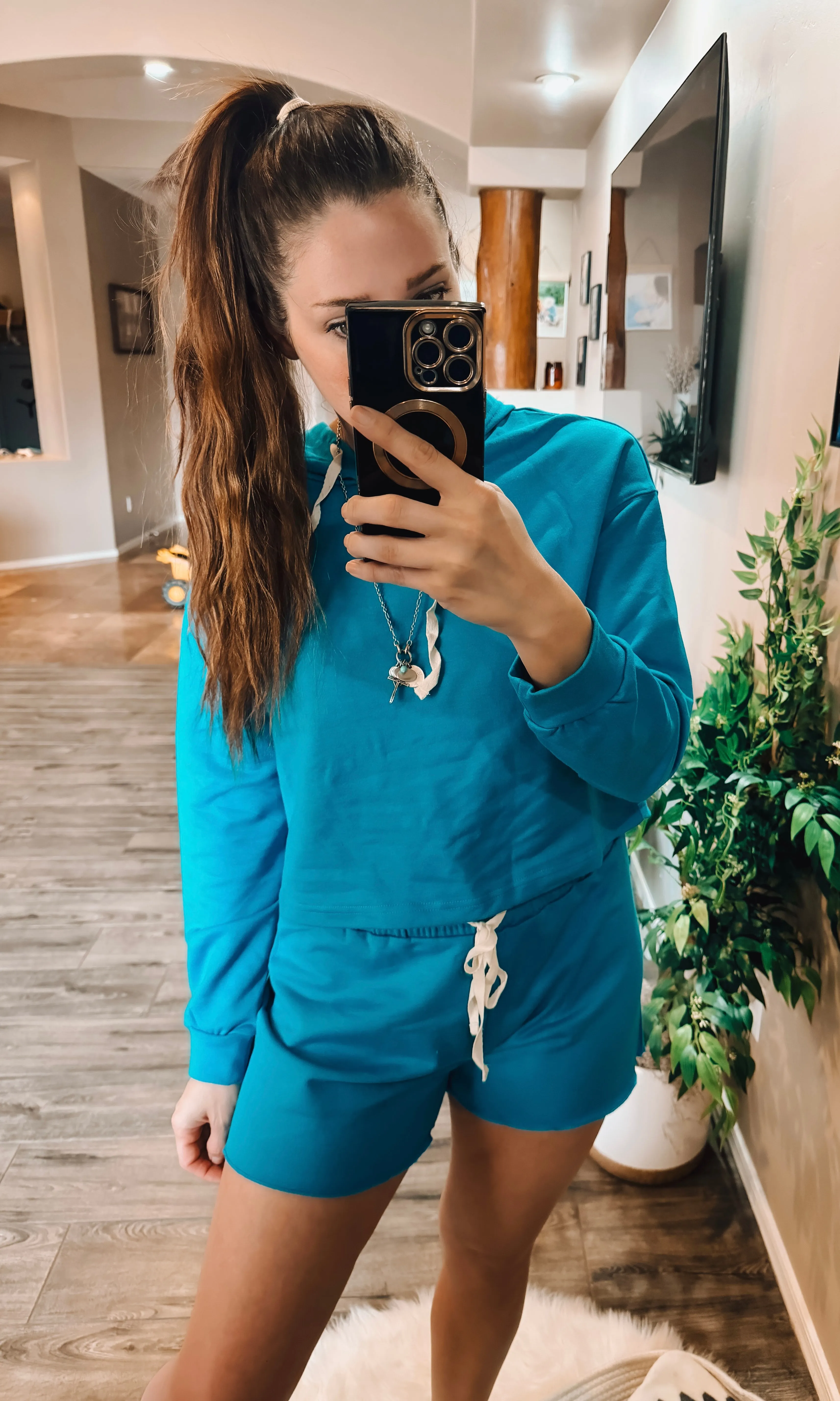 French Terry Cropped Hoodie