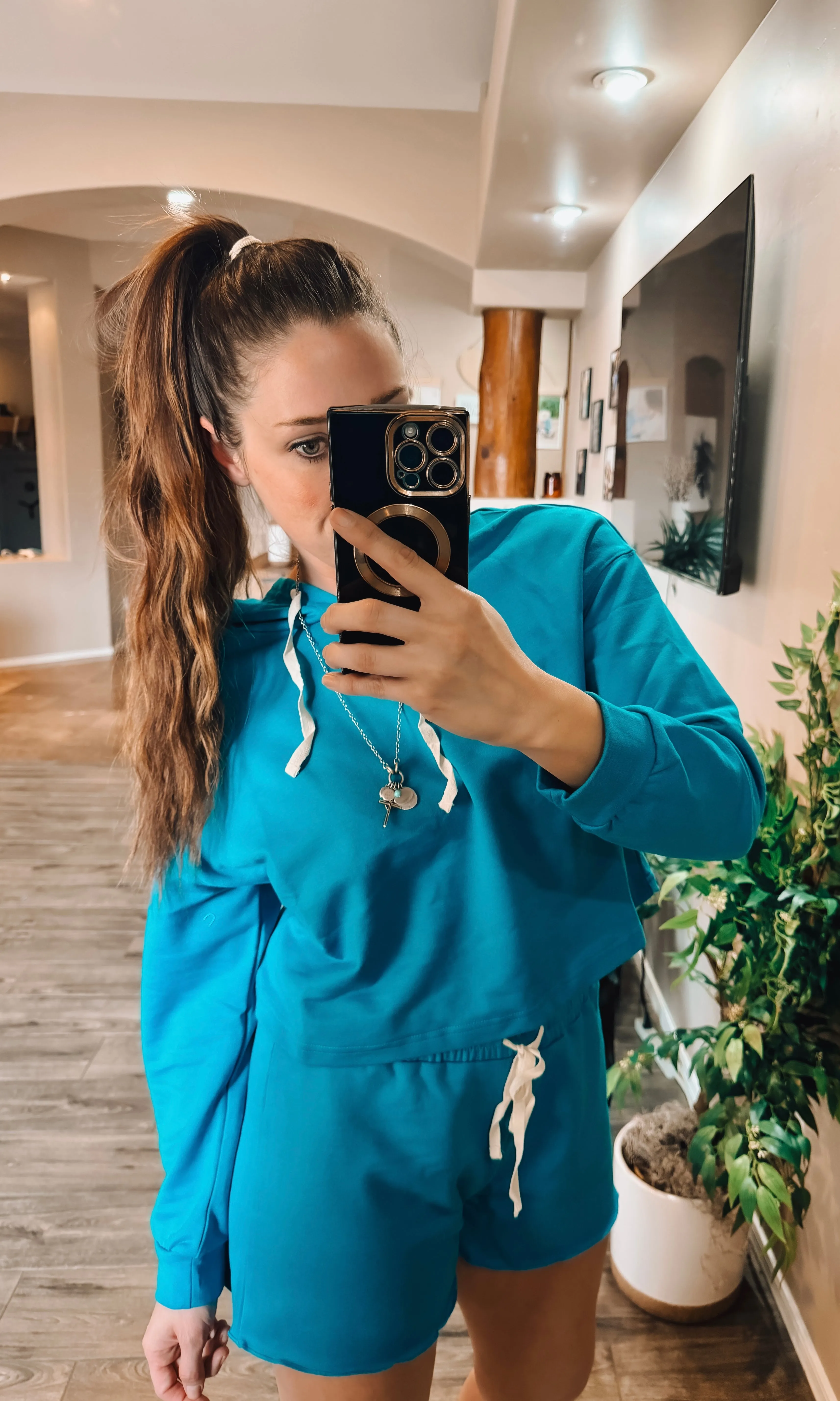 French Terry Cropped Hoodie