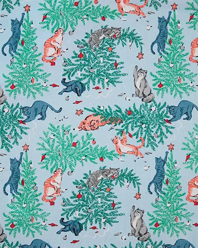 Frisky Firs - Lightweight Flannel Sleep Shirt - Twinkling Blue