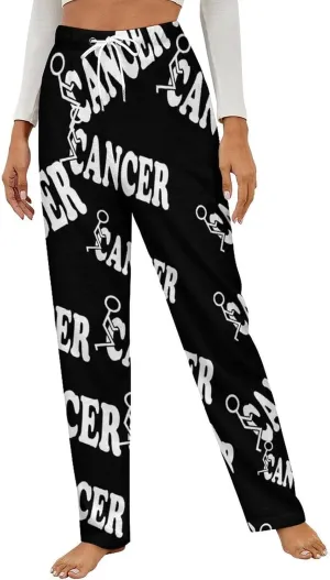 Fuck Cancer Women's Flannel Pajama Pants Fleece Lounge Sleep Bottoms PJ