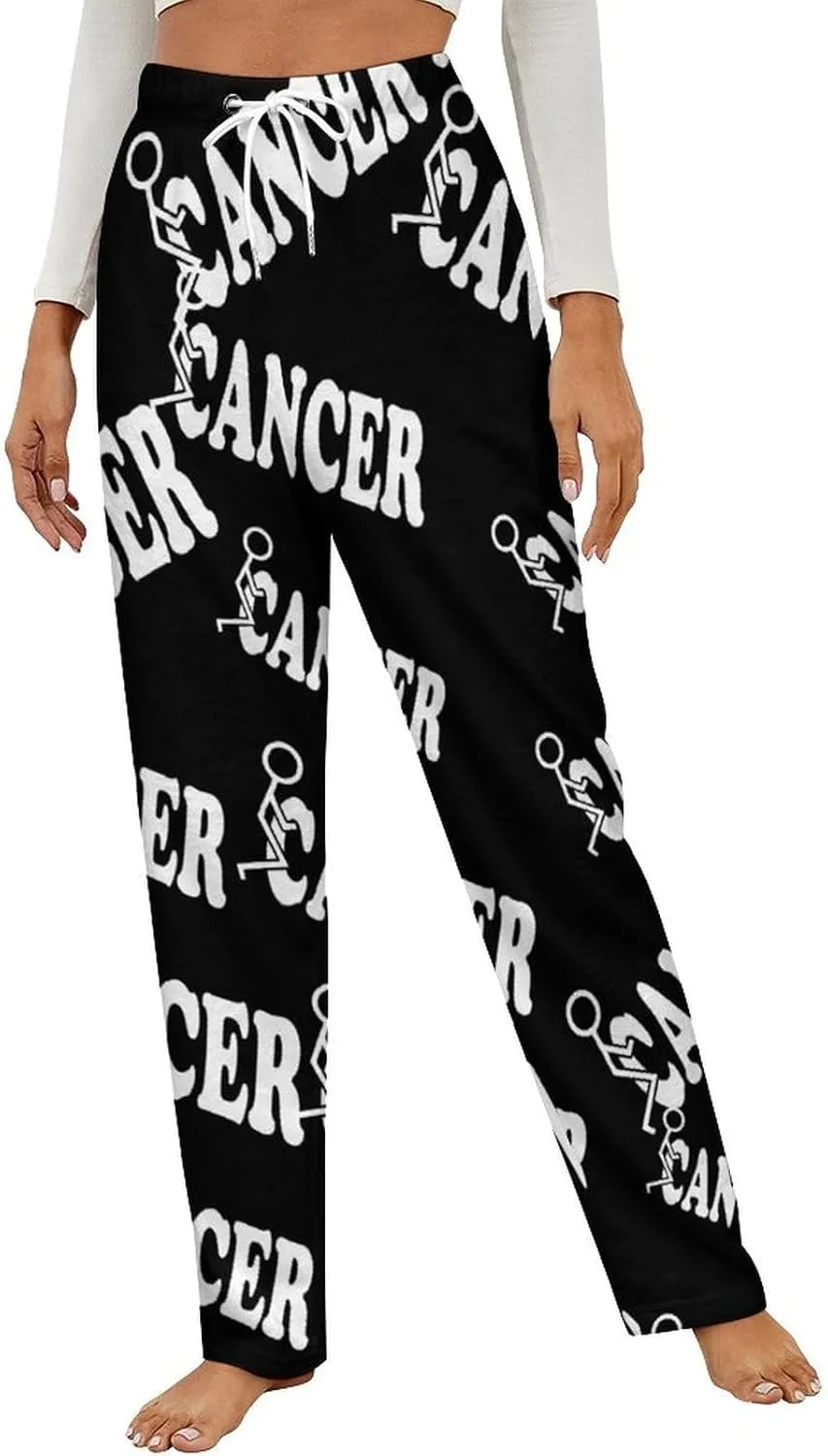 Fuck Cancer Women's Flannel Pajama Pants Fleece Lounge Sleep Bottoms PJ
