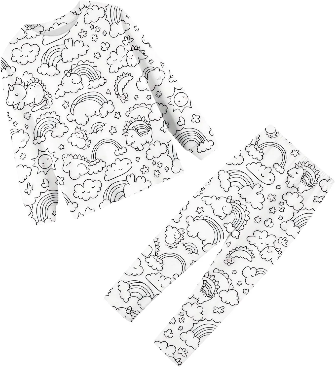 Funny DIY Hand Paint Homewear Set Color Your Own Pajamas You Can Color With Markers Cartoon Sets Can Play with and Wear