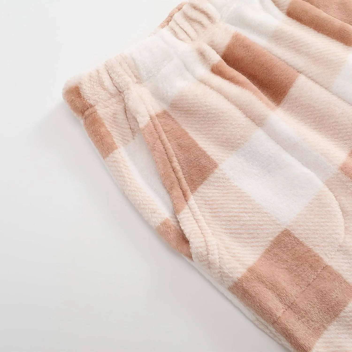 Fuzzy Pajama Pants Women Soft Elastic Waist Fluffy Pajama Pants Comfy Lounge Pajama Bottoms with Pockets