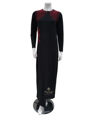FW21N07A Flocked Paisley Black Button Down Cotton Nightgown