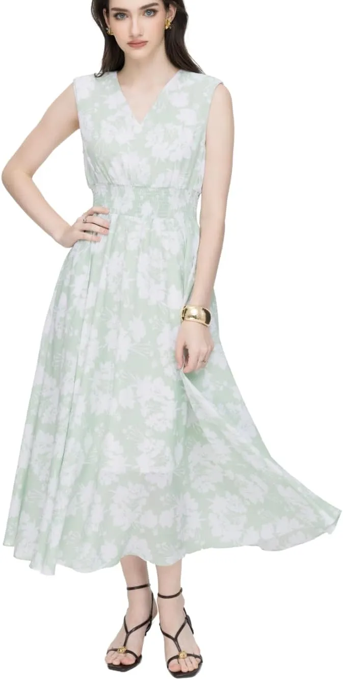 G-Light Green Woven Flared Dress