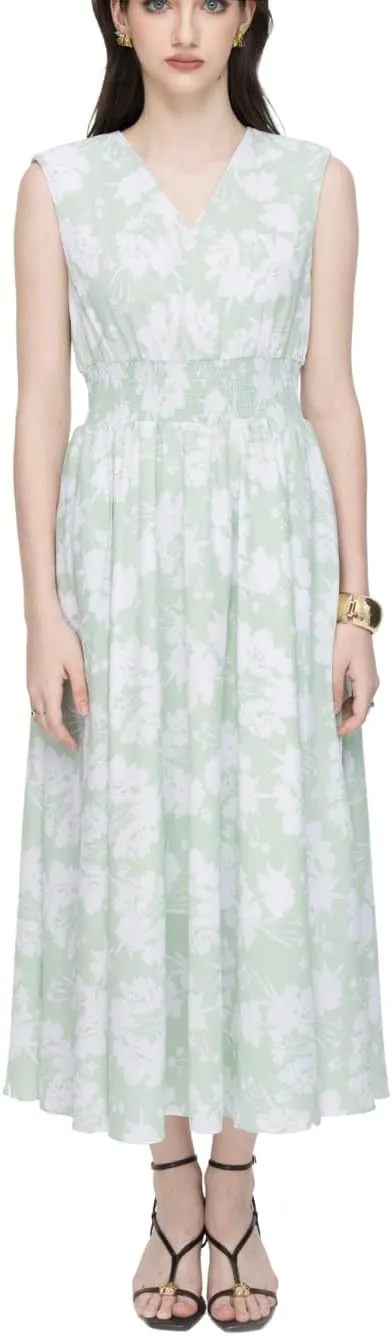 G-Light Green Woven Flared Dress