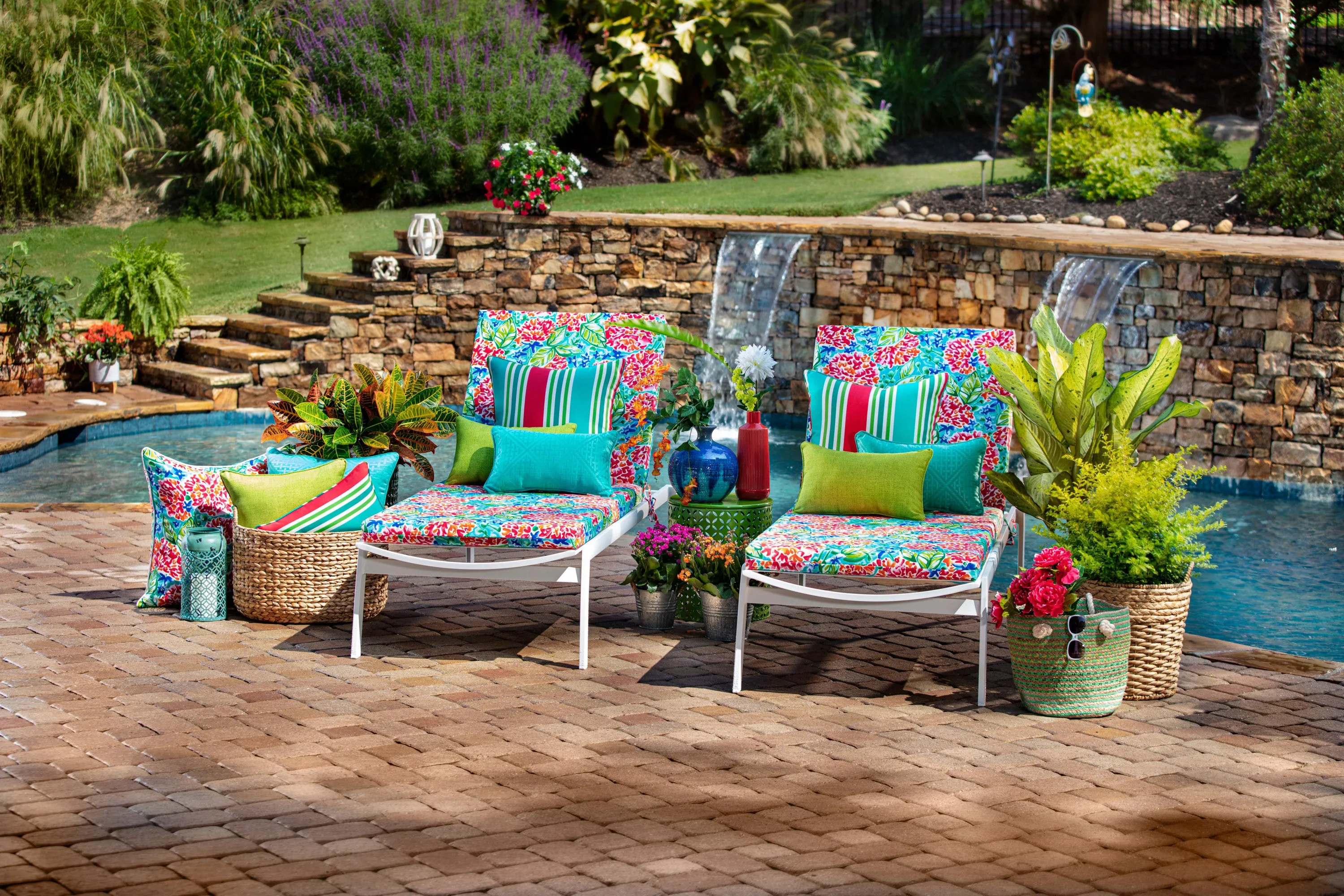 Garden Blooms Multi Chaise Lounge Cushion 80X23X3
