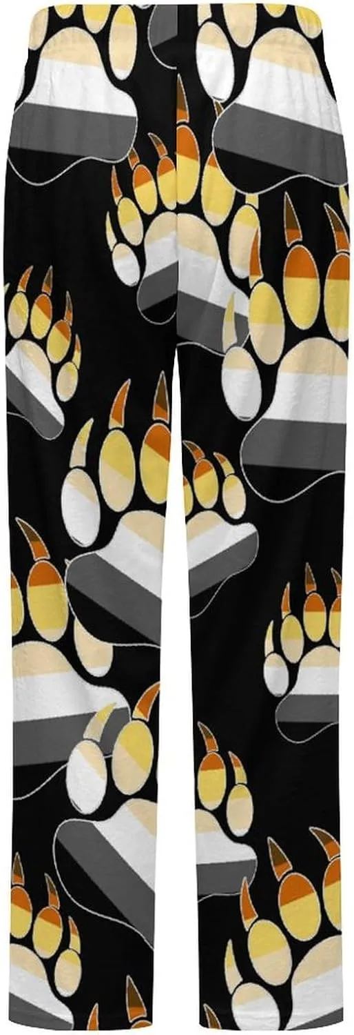 Gay Bear Pride LGBT Paw Women's Flannel Pajama Pants Fleece Lounge Sleep Bottoms PJ
