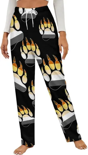 Gay Bear Pride LGBT Paw Women's Flannel Pajama Pants Fleece Lounge Sleep Bottoms PJ