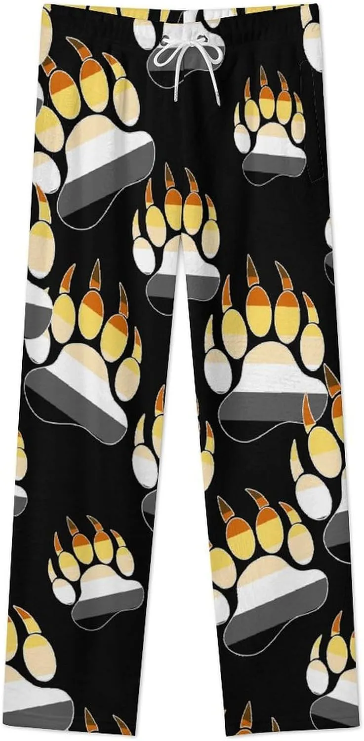 Gay Bear Pride LGBT Paw Women's Flannel Pajama Pants Fleece Lounge Sleep Bottoms PJ