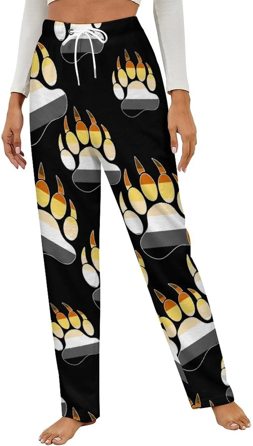 Gay Bear Pride LGBT Paw Women's Flannel Pajama Pants Fleece Lounge Sleep Bottoms PJ