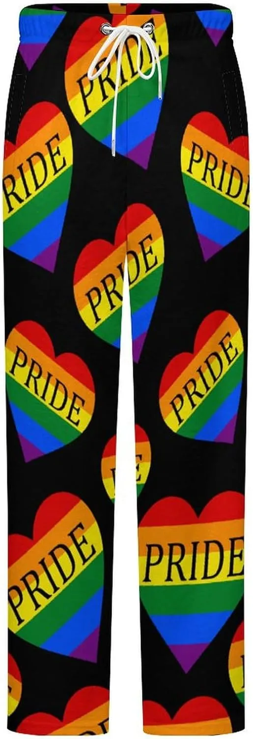 Gay Pride LGBT Love Heart Women's Flannel Pajama Pants Fleece Lounge Sleep Bottoms PJ