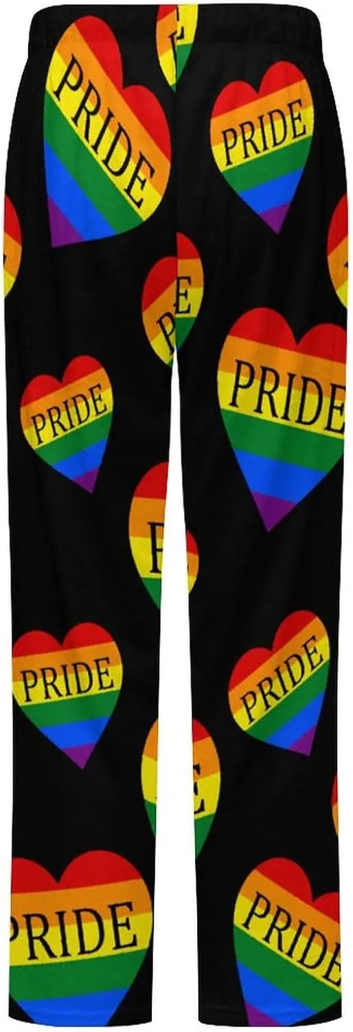 Gay Pride LGBT Love Heart Women's Flannel Pajama Pants Fleece Lounge Sleep Bottoms PJ